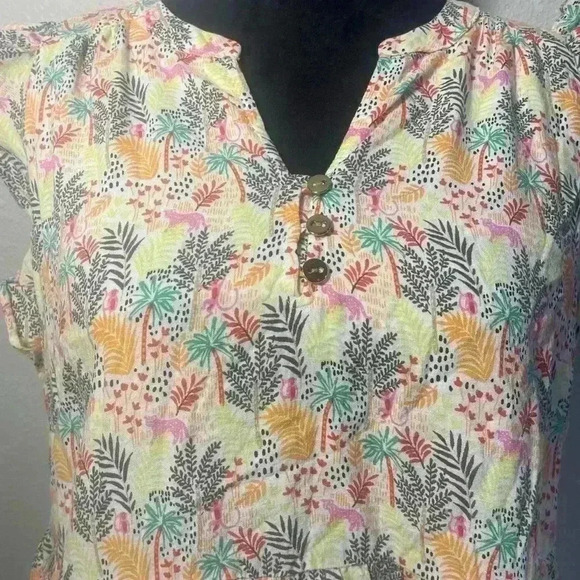 Loft Floral Jungle Print Sleeveless Ruffle sleeve Fun Print Dress, Size M - Picture 2 of 12